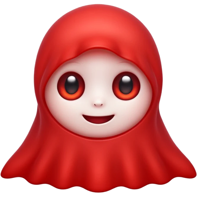 Cute red ghost character with big adorable eyes and a small smile emoji