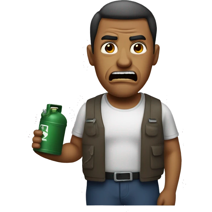 An angry man with oil can emoji