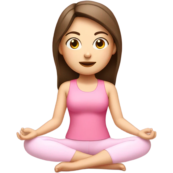 Brunette white girl with a pink yoga set meditating  emoji