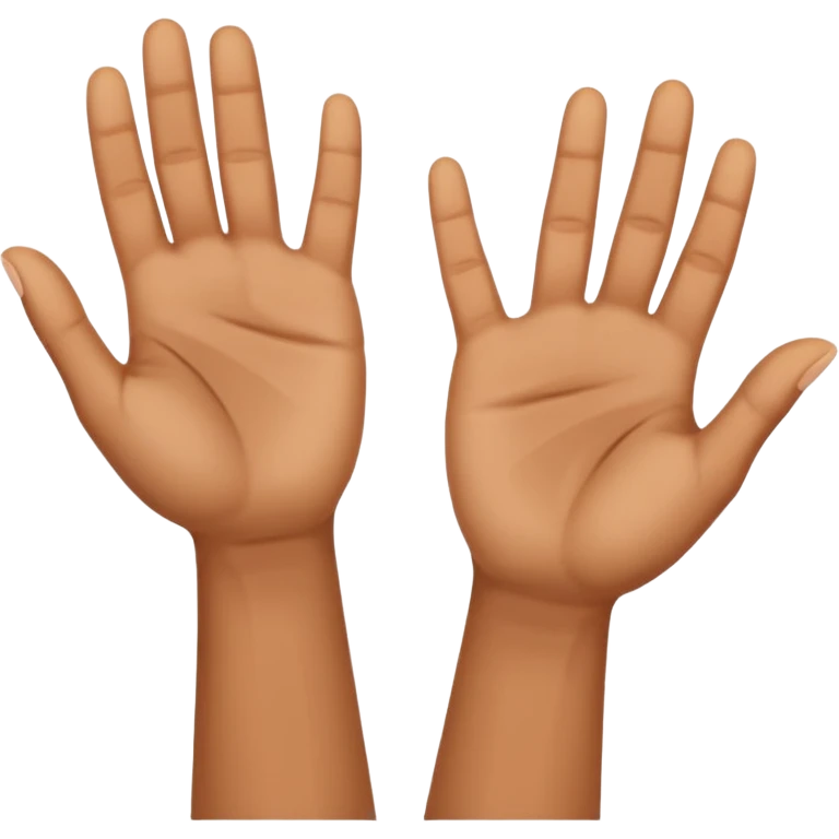 Two upward facing hands one a Little higher than the other. Over the one on the left there is a 6 and over the one on the right there is a 7   emoji