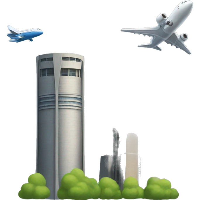 Two towers with a plane emoji