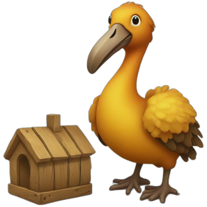 Dodo with wooden toy emoji
