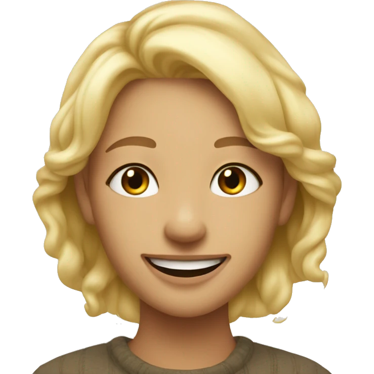 cozy blonde smile indoors emoji