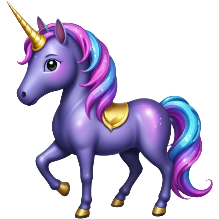 Sparkling dark unicorn emoji
