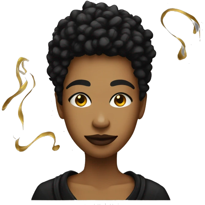 Person wearing black clothes with gold scribble graffiti graffiti style doodle scribble gold and maroon emoji