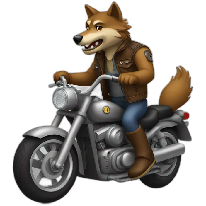 wolf riding a motorcycle emoji