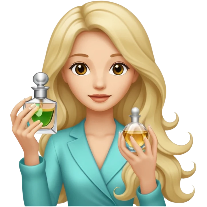 Half body pretty long hair woman holding 1 parfume emoji