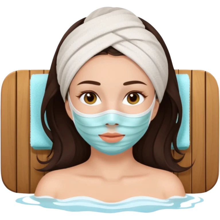 aesthetic brunette girl in spa face mask relaxe emoji
