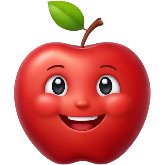 A smiling cartoon apple character named Elma with cute face and little arms emoji