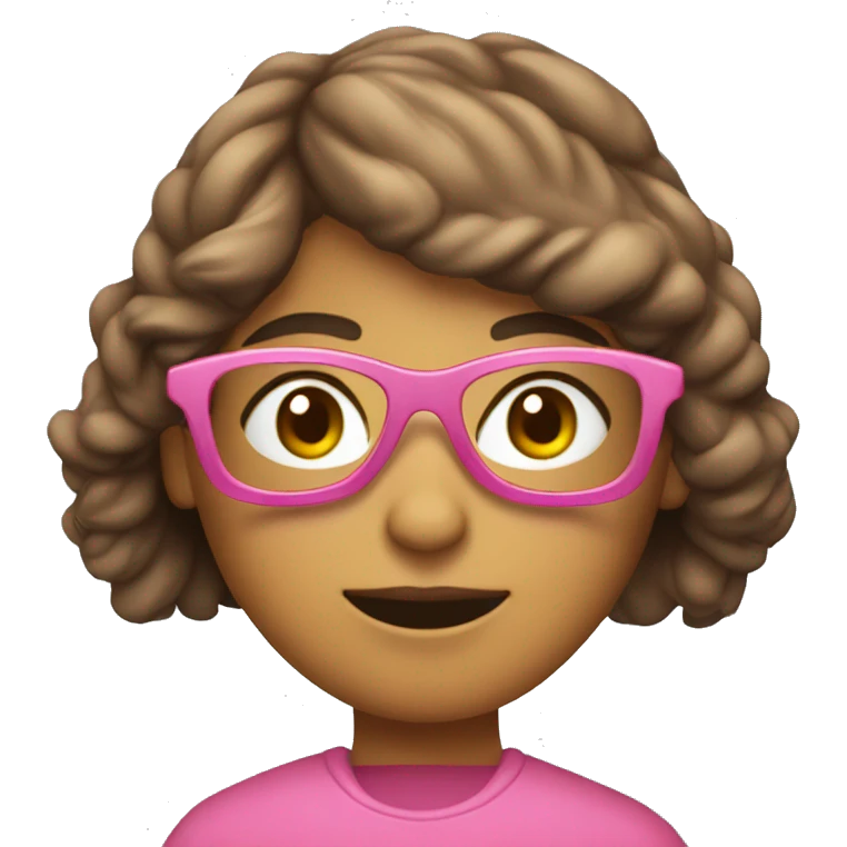 Chica castaña con lentes y buzo rosa emoji