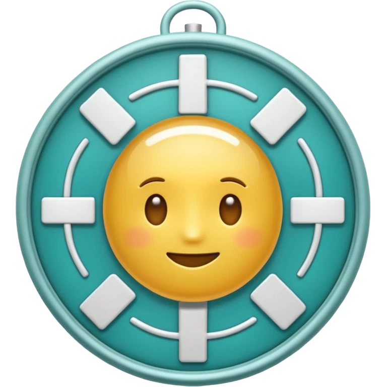 Emoji-style icon representing disease detection using a medical cross, scan frame, and health signal. Clean, friendly, rounded design, clear at small sizes, teal and white accents, no text, transparent background. emoji