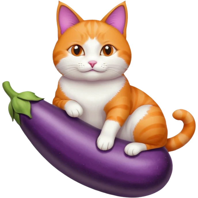 Cat sitting on eggplant emoji