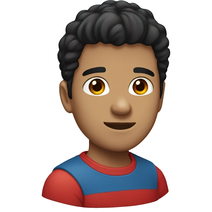 Guy with red t-shirt, black hair, light skin, blue eyes emoji