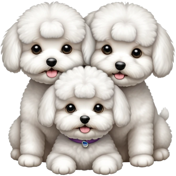 three cute white bichon frise emoji