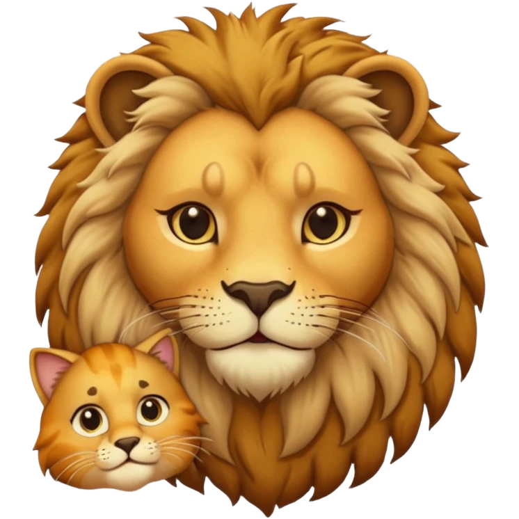 Animal Gato tocando la cabezo de un leon emoji