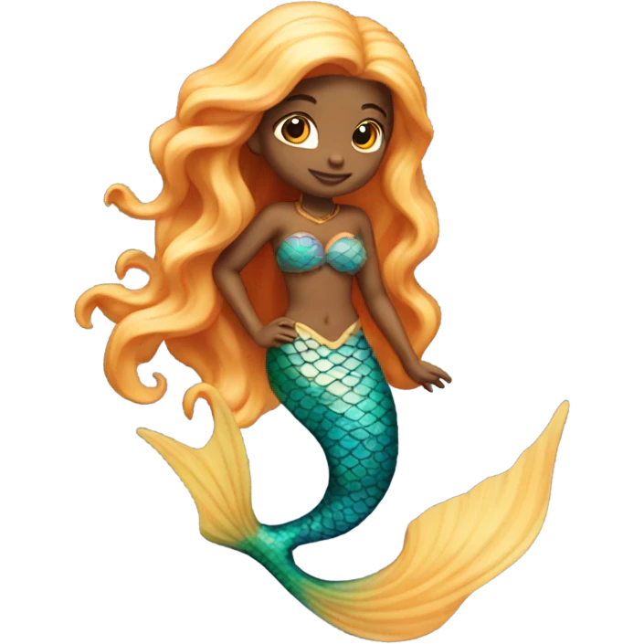 Pretty detailed mermaid with red tail and blonde hair realistic  emoji