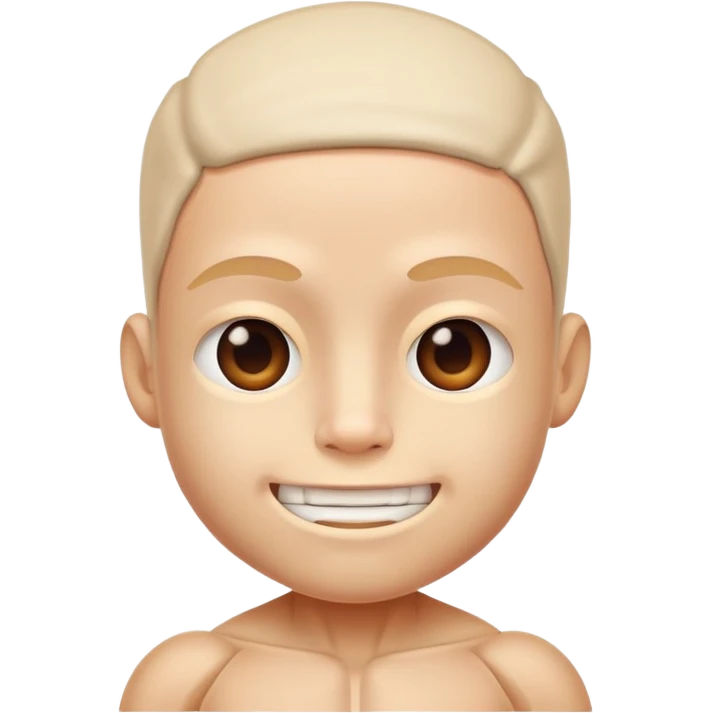 cute face with outer layer of skin removed, showing simplified muscles and tissue, friendly and non-scary emoji