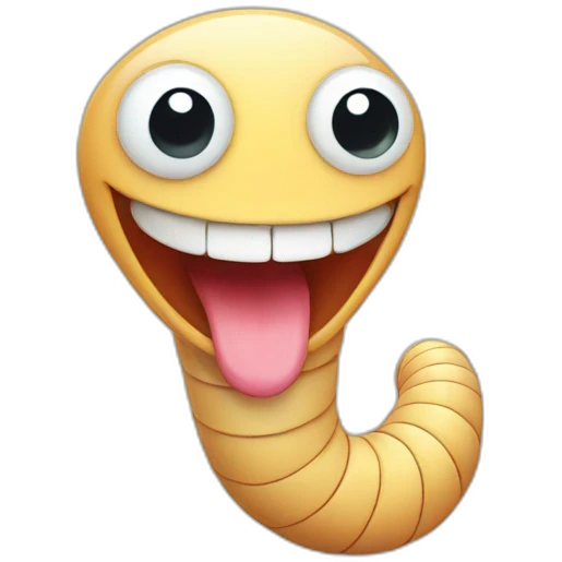 cute worm with smiling face emoji
