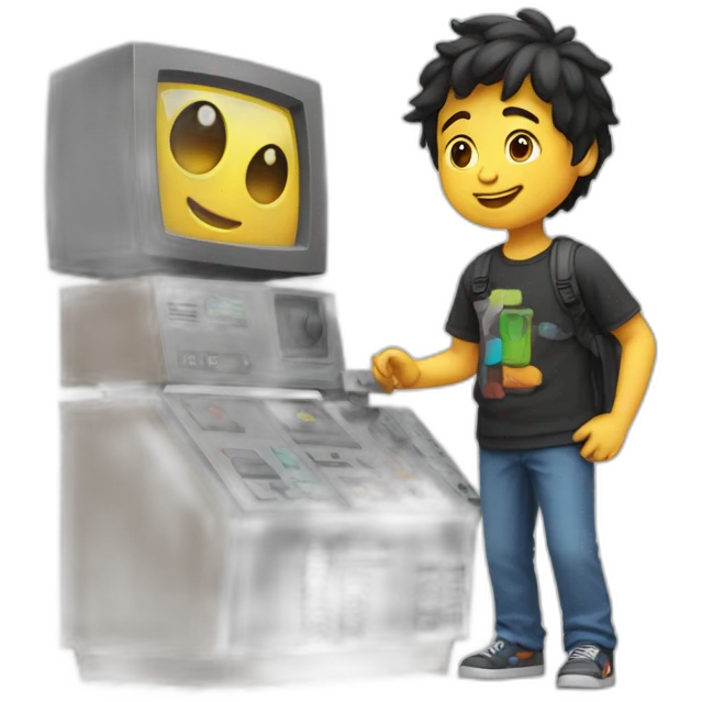 Un enfant qui joue à la console emoji