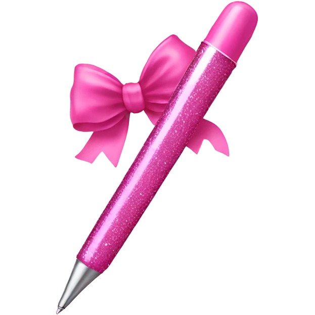 pink glitter pen with a pink bow emoji