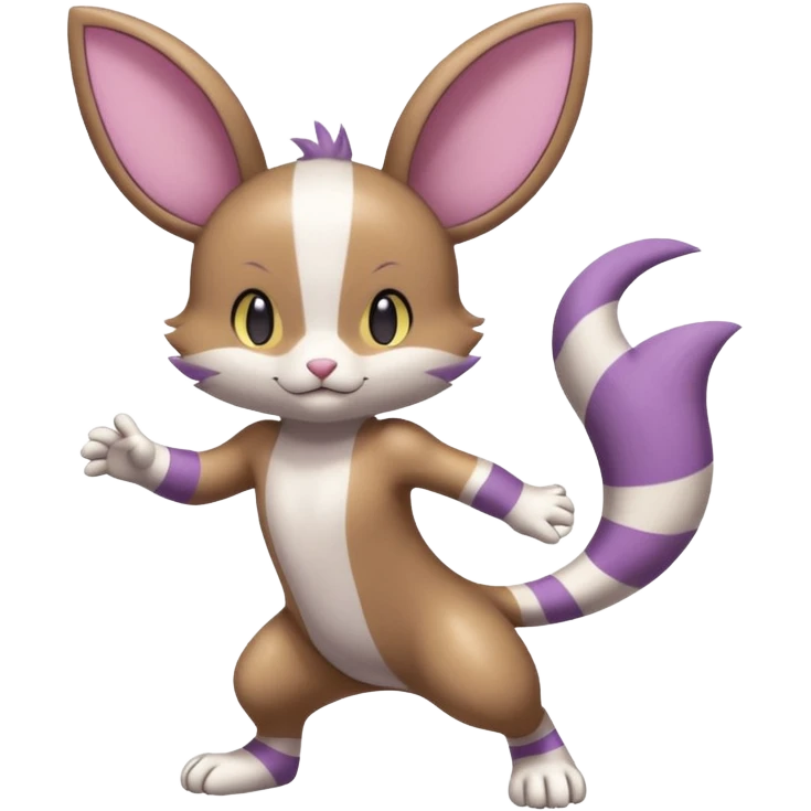 Purrloin-Minccino-Emolga-fusion (full body) with vertical white stripes running down the whole body emoji