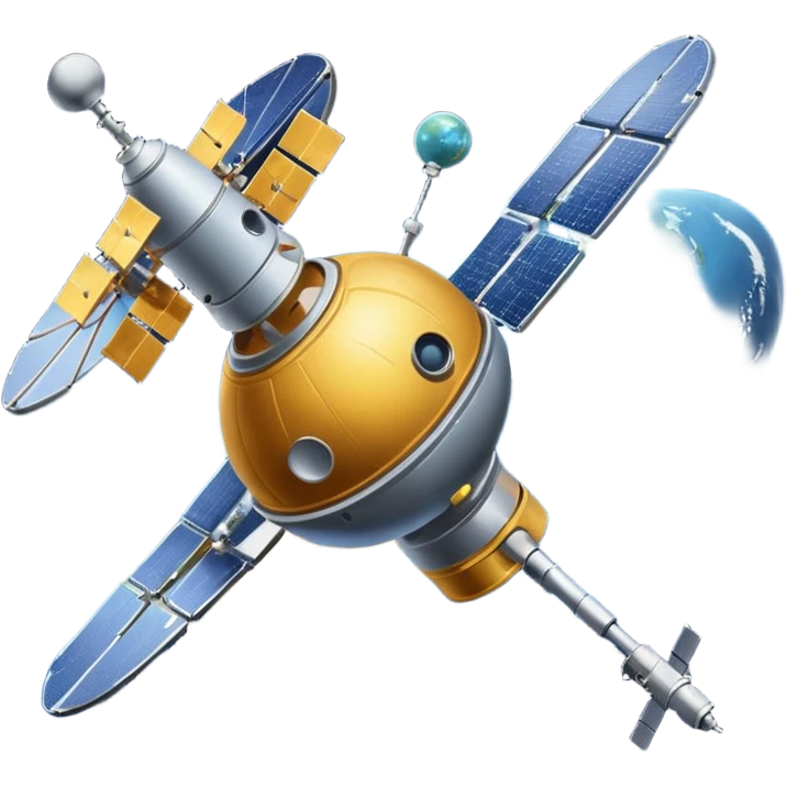 orbiting satellite in space observing stars emoji