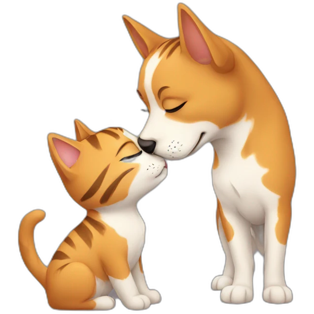 Dog kissing cat emoji