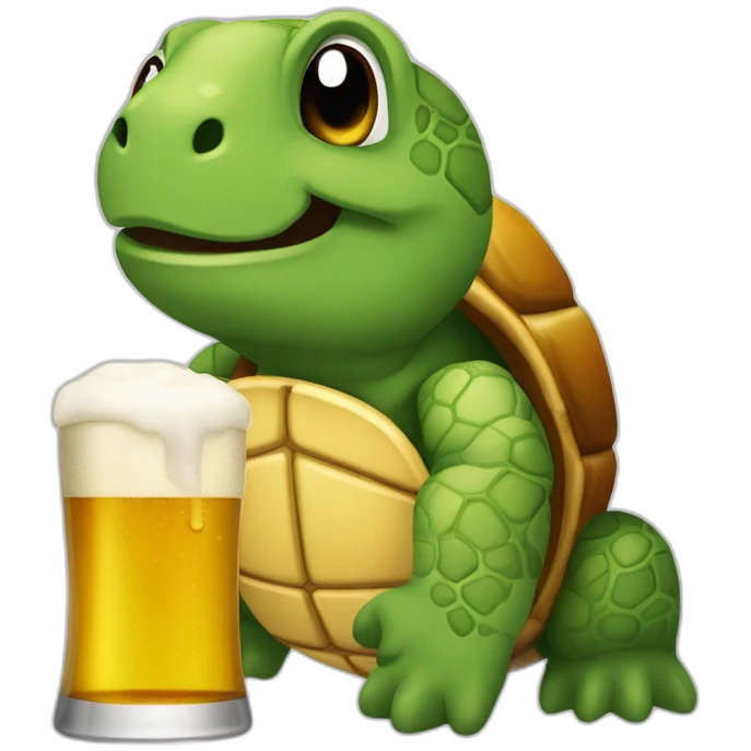 Tortue qui boit de la bière emoji