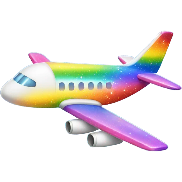 Rainbow plane with sparkles emoji