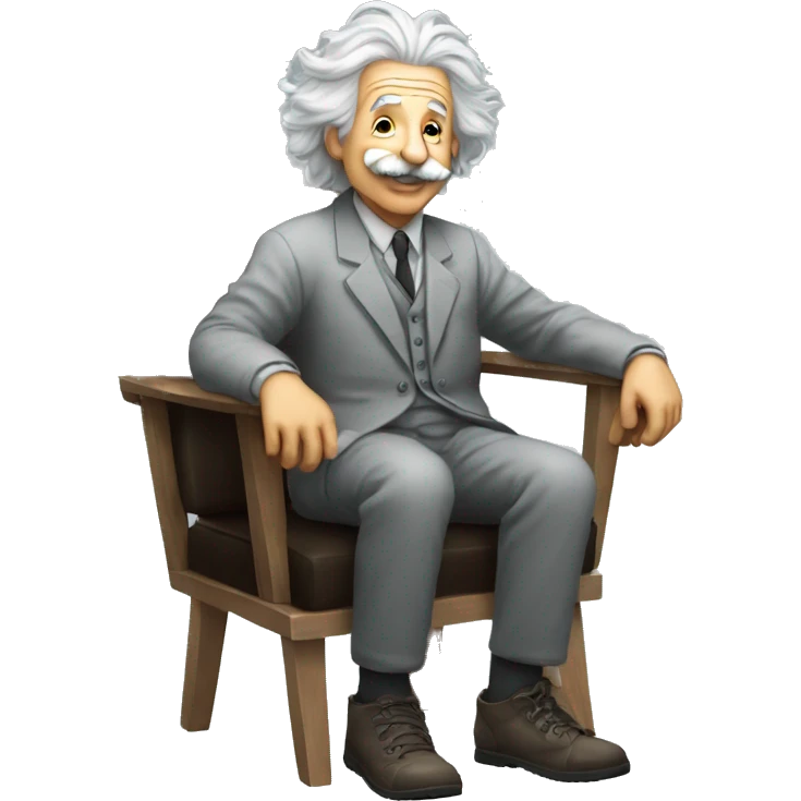 albert einstein super happy listening music while siting on the chair emoji