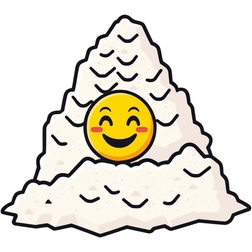 happy emoji with a pile of salt in front of it emoji