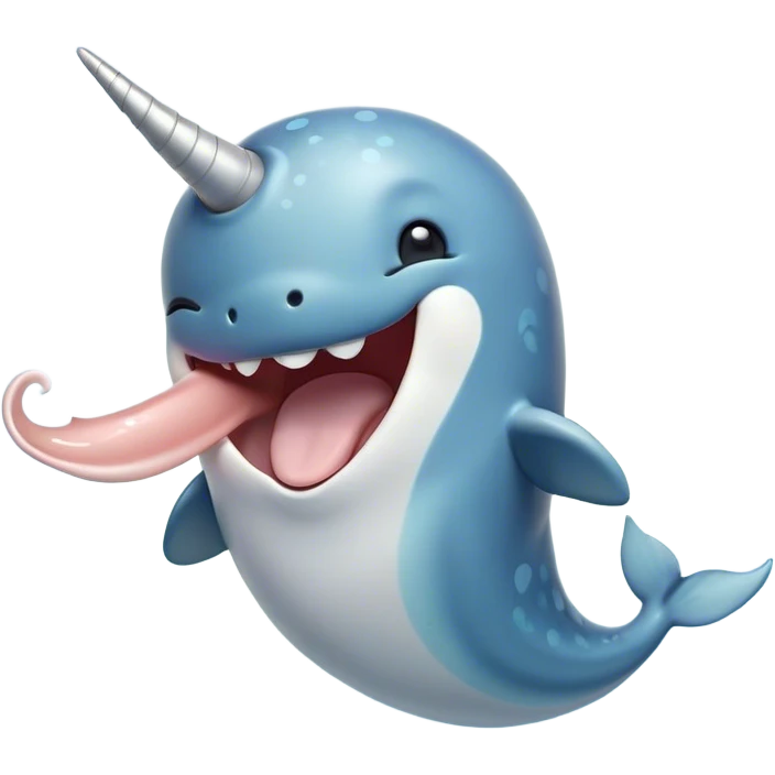 Cinematic Cute Yawning Narwhal Portrait Emoji, Head tilted slightly with a dramatic, wide-open yawn, showcasing a sleek, graceful form and a subtly curved tusk, sleepy eyes half-closed in drowsy contentment, Simplified yet irresistibly adorable features, highly detailed, glowing with a soft, cozy oceanic glow, high shine, relaxed yet expressive, stylized with a touch of whimsical charm, bright and endearing, soft glowing outline, capturing the essence of a drowsy yet affectionate sea guardian that seems ready to drift out of the screen for a nap! emoji