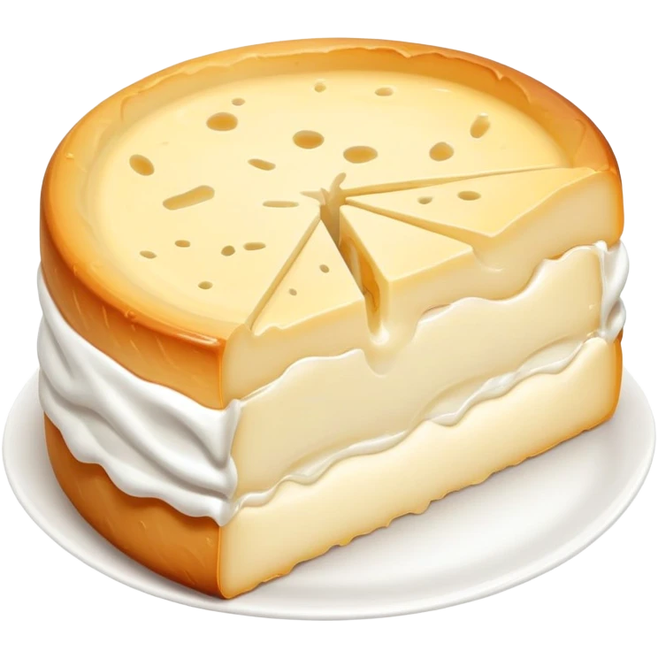 cinematic-realistic-brie-cheese-emoji,-featuring-a-creamy gooey center,-soft-ripened-cheese-with-a-delicate white rind-rendered-with-lifelike-detail-and-inviting,-natural-lightingwith a slide showing the gooey center emoji