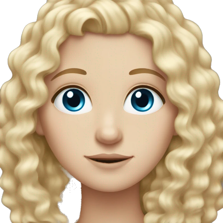 White Girl with curly blond hair and blue eyes  emoji