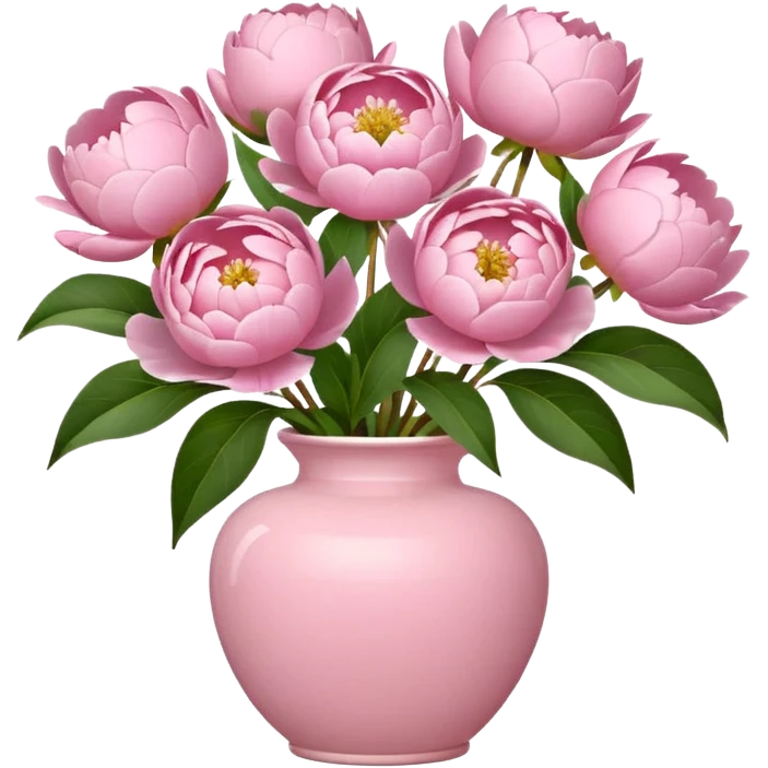 light pink peonies in a light pink vase, apple emoji style, variation 2 emoji