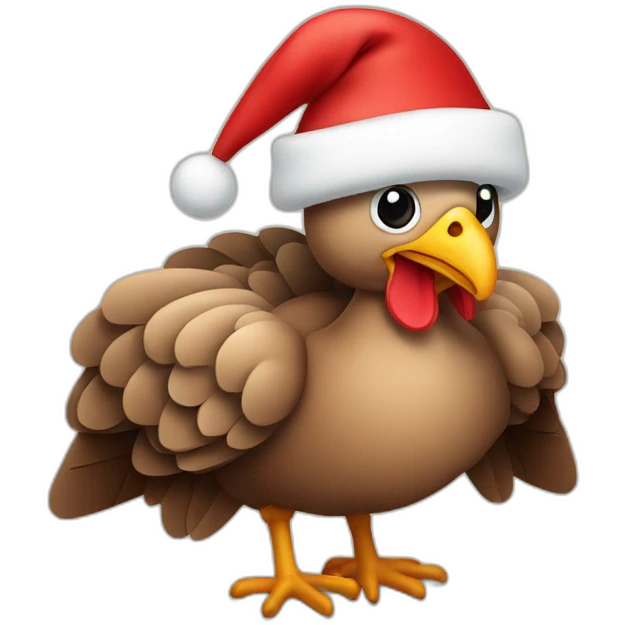 Turkey wearing a Santa hat emoji