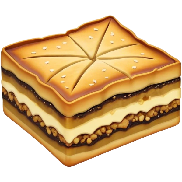 Martabak Cinematic Realistic Martabak Dish Emoji, depicted as a single, square slice of sweet, thick martabak with a rich, indulgent filling, rendered with detailed textures and vibrant, appetizing lighting. emoji