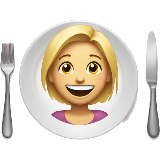 Girl laughing with empty plate emoji