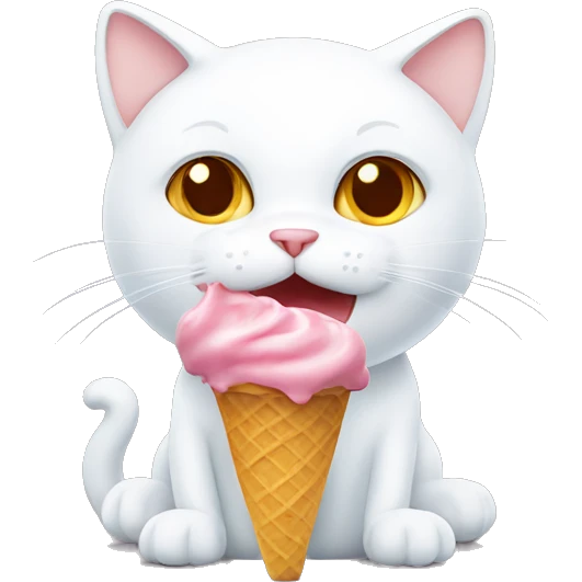 White cat eating icecream  emoji