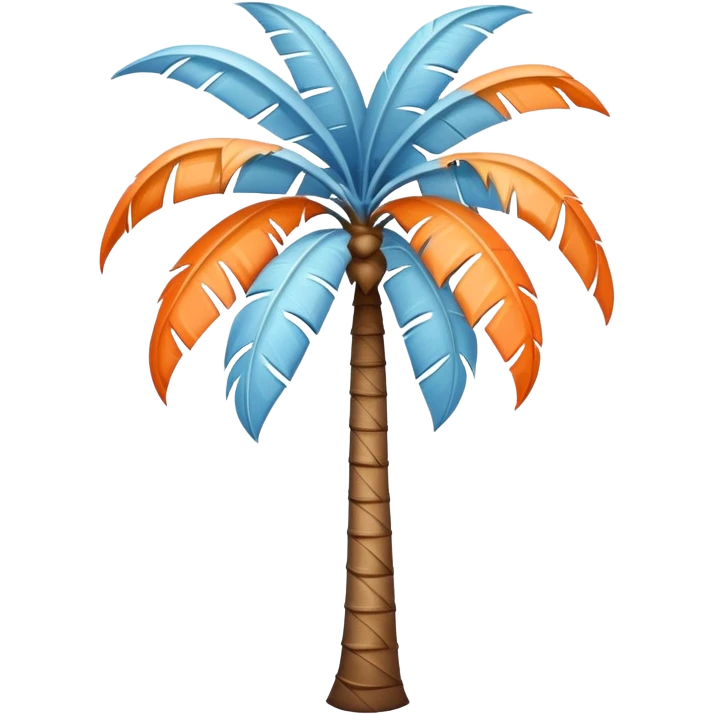 palm tree with pastel blue trunk and pastel orange leaves emoji