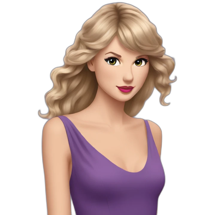 taylor swift longer hair looking over her shoulder in a purple flowy dress emoji