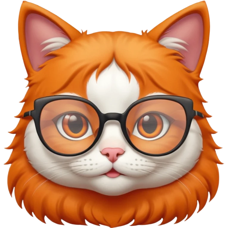 cute girl cat with big thin framed glasses emoji