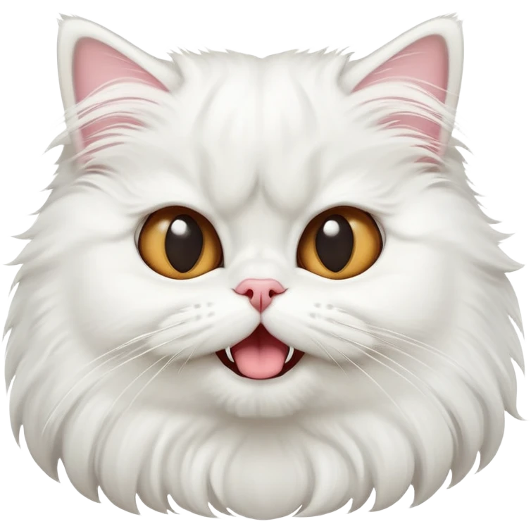 cinematic-adorable-big-eyed-fluffy-solid white-persian-cat-portrait-emoji,-head-tilted-playfully-with-a-cute,-exaggerated-yawn,-fluffy-solid white,-simplified-yet-irresistibly-cute-features emoji