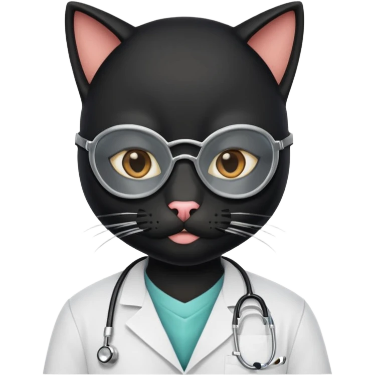 black doctor cat, surgeon mask emoji