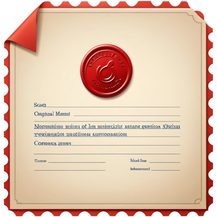 Document icon with official stamp or seal, symbolizing business registration and authorization emoji