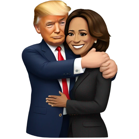 Trump and Kamala hugging  emoji