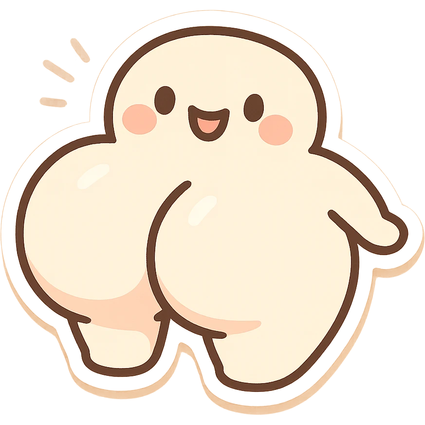 a cartoon white butt, simple and playful, fun style emoji