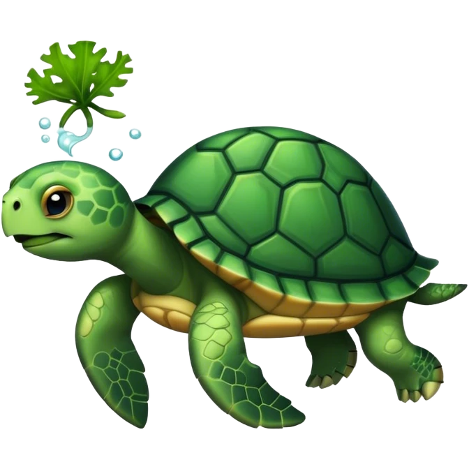 turtle eating seaweed emoji