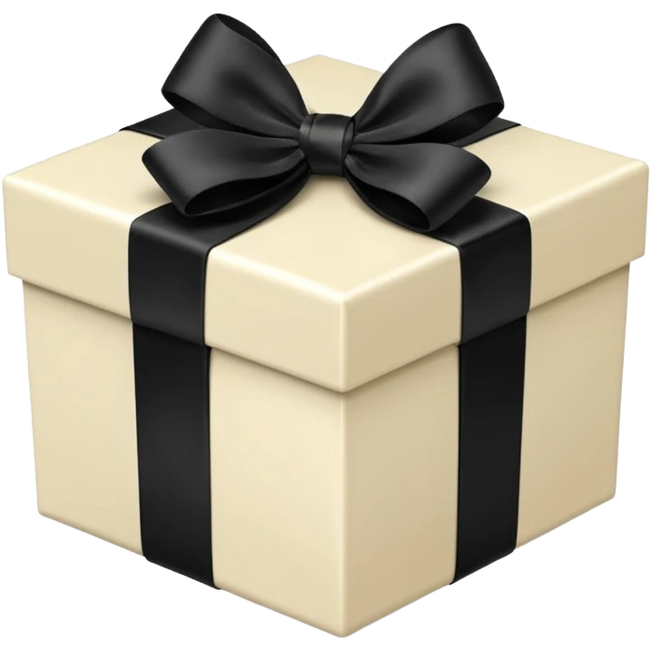 square ivory gift box present with a black bow emoji