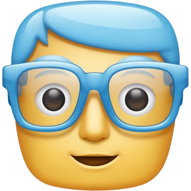 sky-blue square spectacle, slightly thick frame, glossy surface,Only glasses. emoji